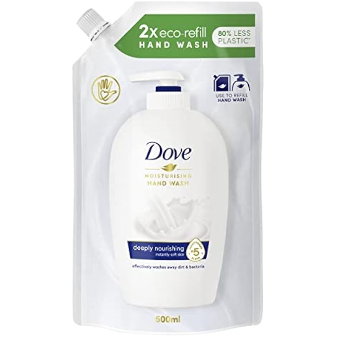 Dove NOURISHING HAND WASH LOTION RICH CARE LIQUID SOAP IN REFILL BAG WITH 5X MOISTURE COMPLEX FOR IMMEDIATELY SOFT AND NOURISHED HANDS 500 ML - Image 1
